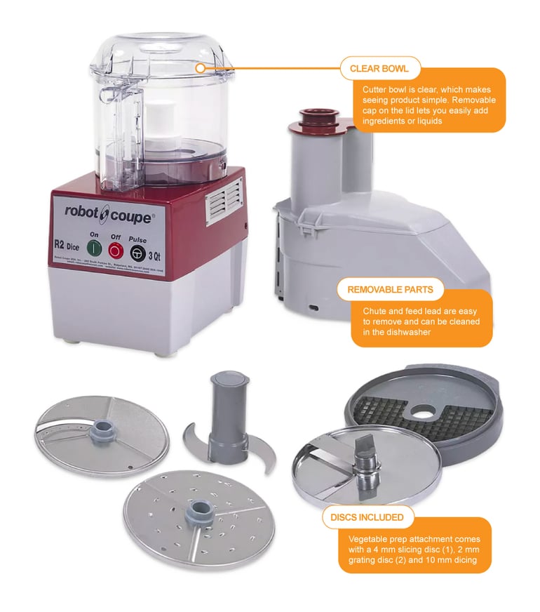 Robot Coupe R2C Commercial Food Processor Continuous Feed Kit & 2 Plates