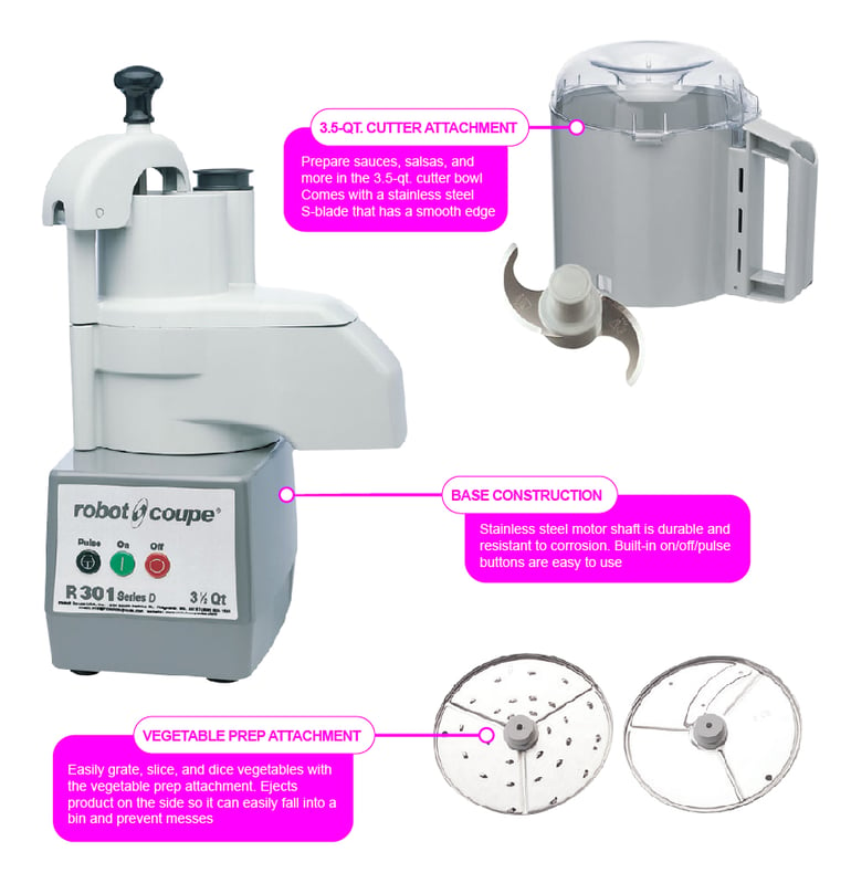 Waring WFP16SC Combination Food Processor with 4 Qt. Clear Bowl, Continuous  Feed Attachment, and 3 Discs - 2 hp