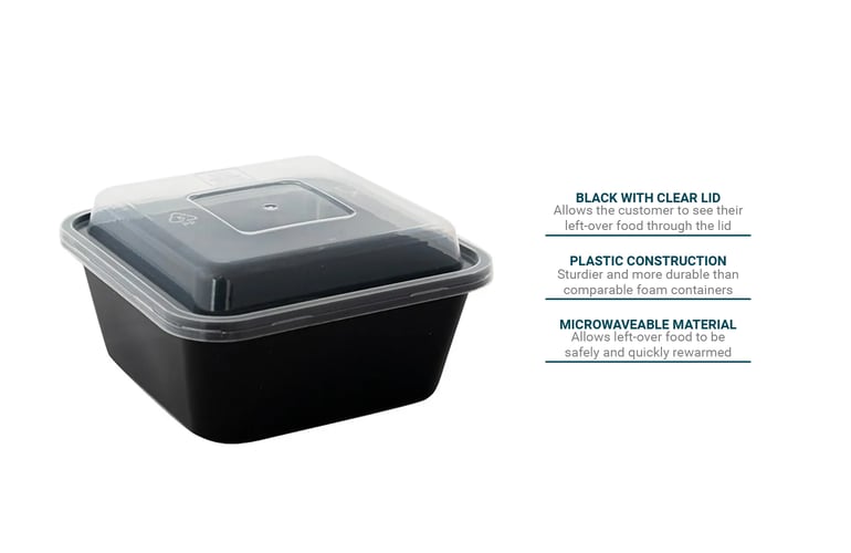ITI TG-PP-16-S 16 oz Square To Go Container w/ Lid - Plastic, Black