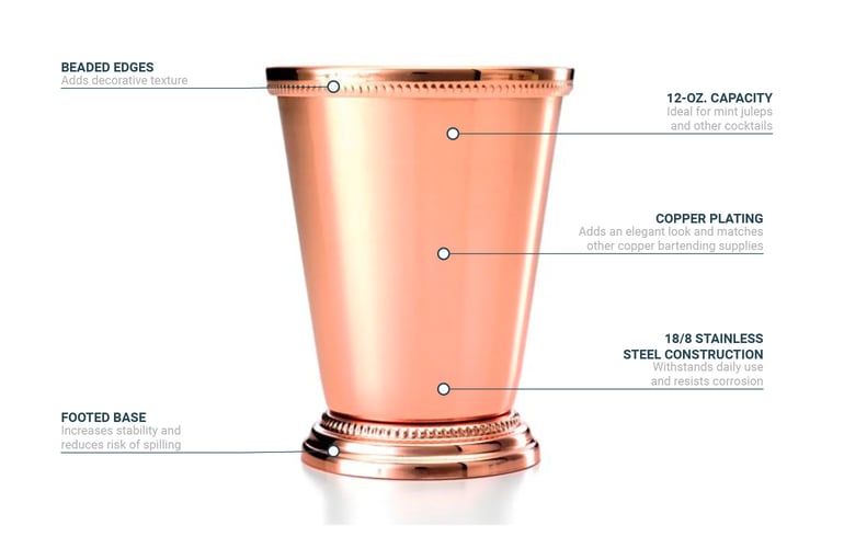 Barfly M37032CP 12 oz Mint Julep Cup Stainless Steel, Copper