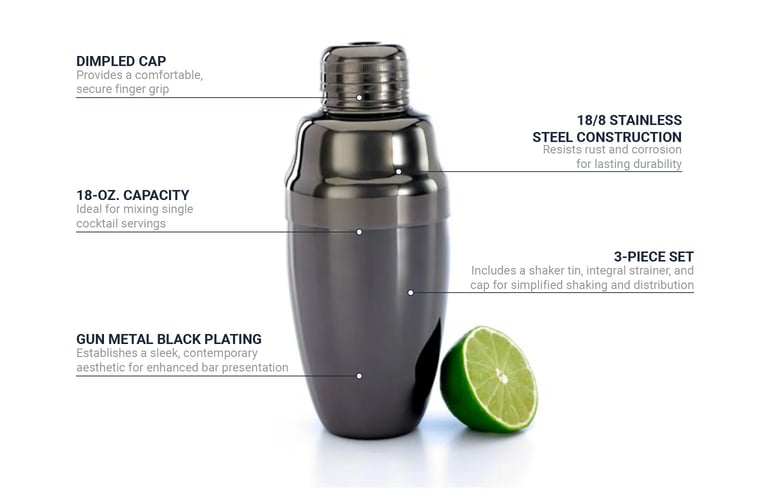 8.5 oz Stainless Steel Cocktail Shaker