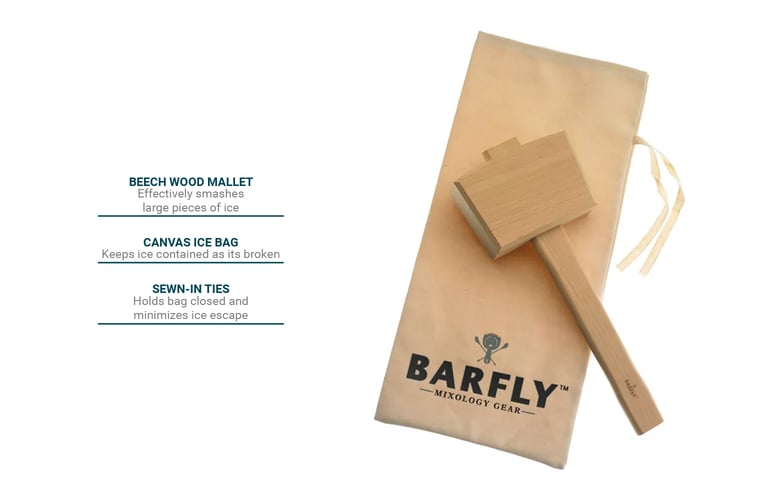 Barfly M37104 Wood Ice Mallet & Lewis Ice Bag