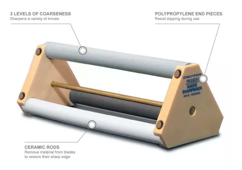 Dexter Russell 3-WAY 3 Way Rod Knife Sharpener w/ Ceramic Rods