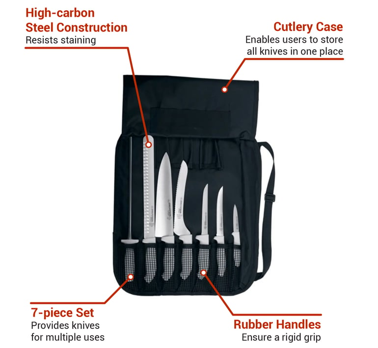 Cutlery set,, Dexter Basics, NSF, 7 piece, includes