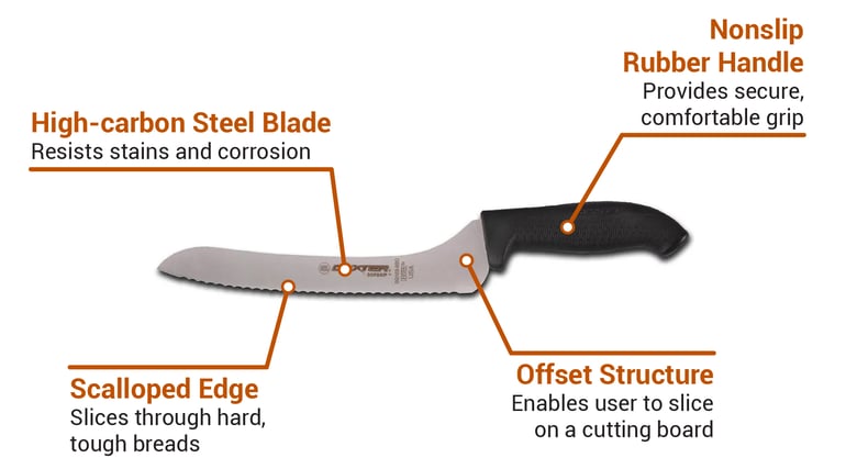 Dexter Russell Sofgrip Offset Serrated Knife 9 inch White Handle