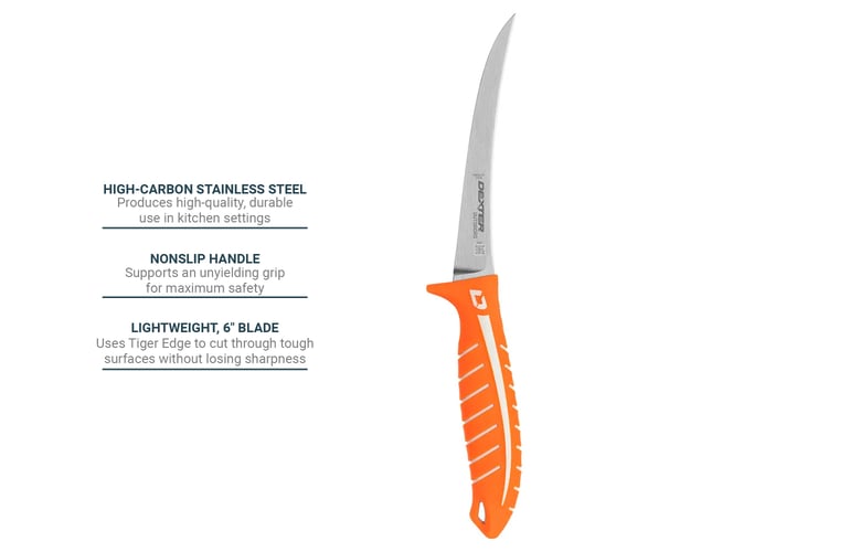 Dexter Russell 24910 6 Flexible Fillet Knife w/ Orange Silicone Handle,  High Carbon Steel
