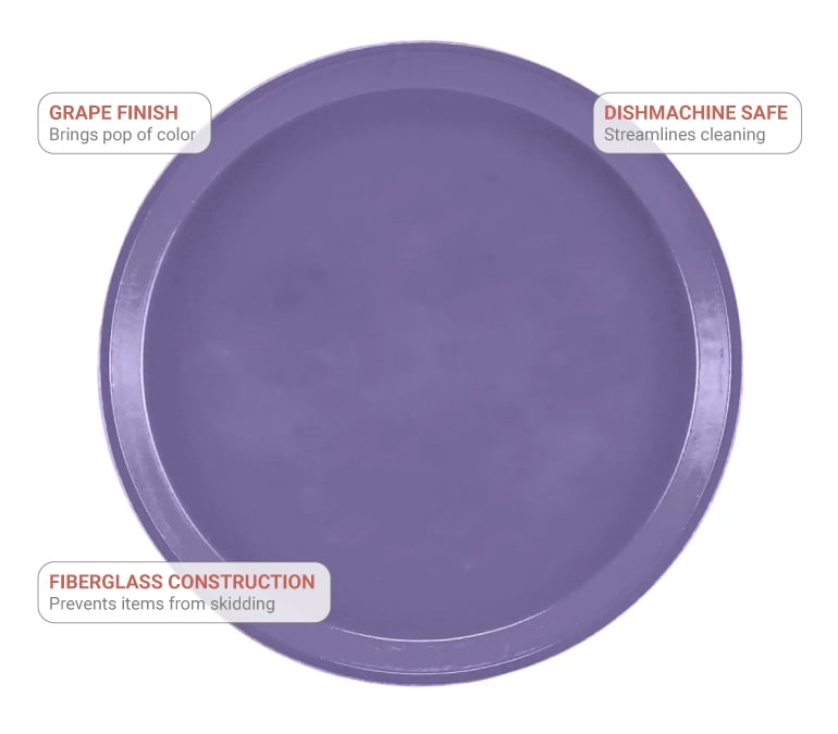 Cambro 1000551 10" Round Serving Camtray Fiberglass, Grape
