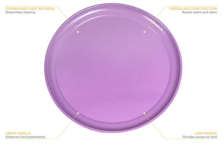 Cambro 1550551 16" Round Serving Camtray LowProfile, Fiberglass, Grape
