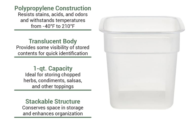 Cambro CamSquares® FreshPro 1 Qt. Translucent Square Polypropylene Food  Storage Container