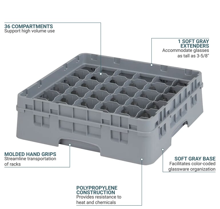 ワールド オンラインストア Cambro 36S318151 Compartments (36) w/ Rack Glass Camrack® タイムセール