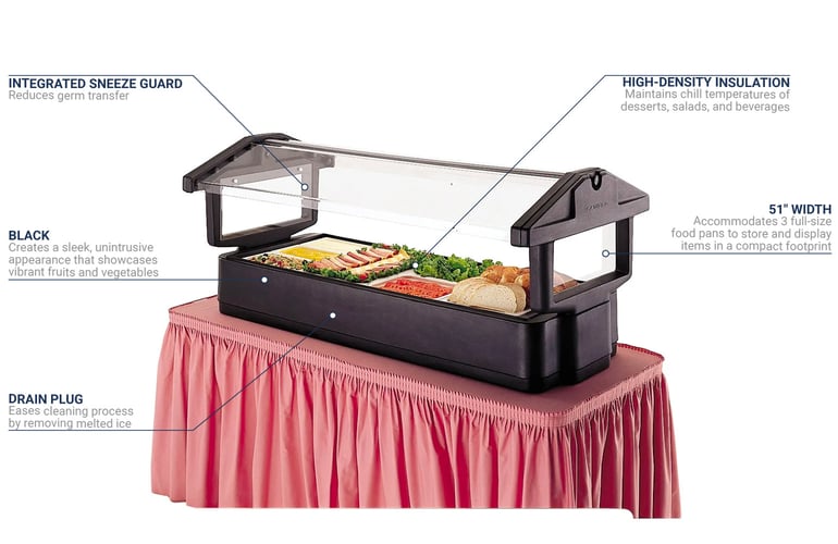 Cambro 4FBRTT110 37 1/4" Cold Food Bar (3) Pan Capacity, Table Top, Black