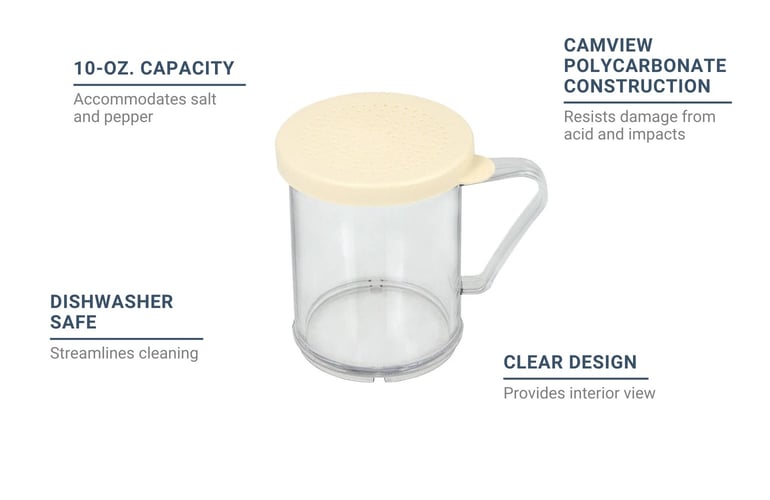 Cambro 10 Oz Camwear Shaker With Parsley Lid - Clear Polycarbonate, Unbreakable - View #10