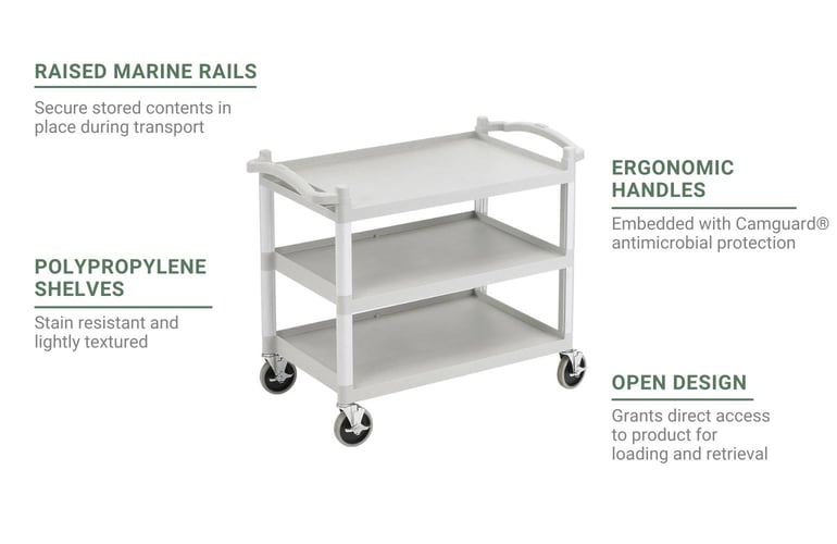 Rubbermaid FG452089BEIG STRUCTURAL Foam Utility Cart with Deep Lipped Plastic Shelves, Flat, 2 Shelves, 500 lb, Size: 1, Beige