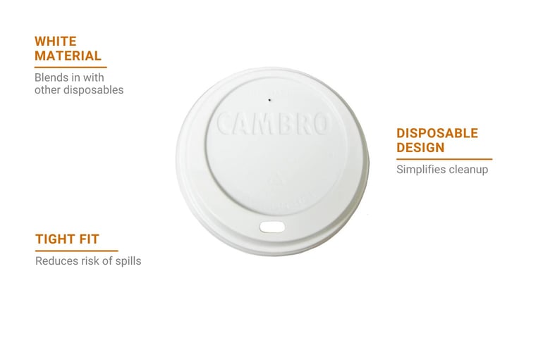 Cambro CLSSM8B5148 Disposable White Sip Through Lid fits Cambro