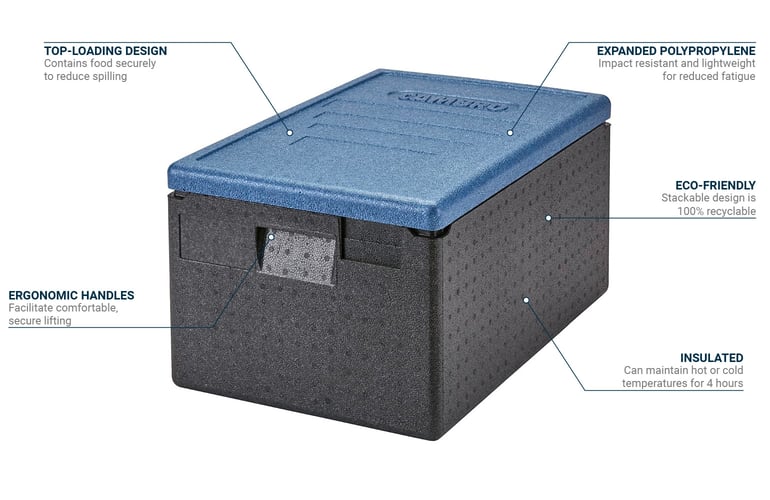 Stackable Insulated Food Transport Box Top Loading For GN Pans