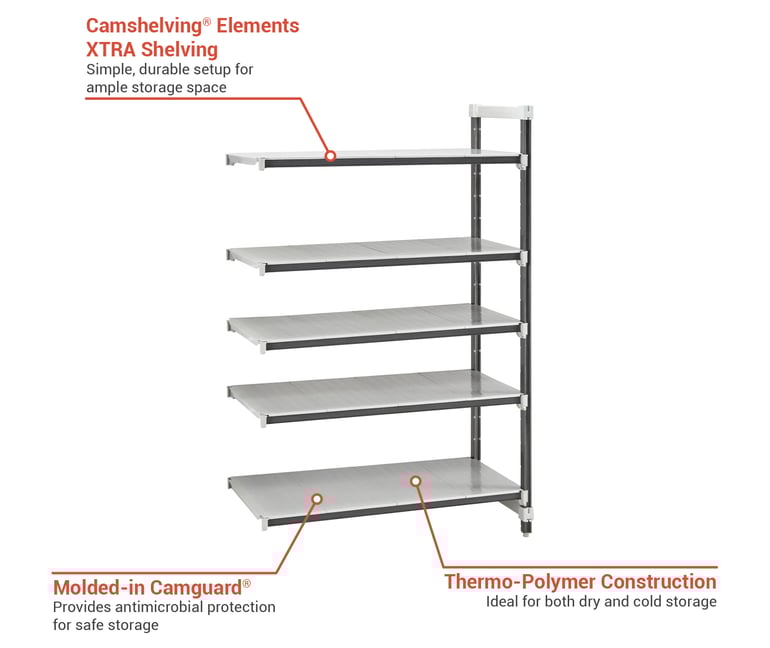 Cambro EXA183684S5480 Camshelving Elements XTRA Solid Shelving Unit 5
