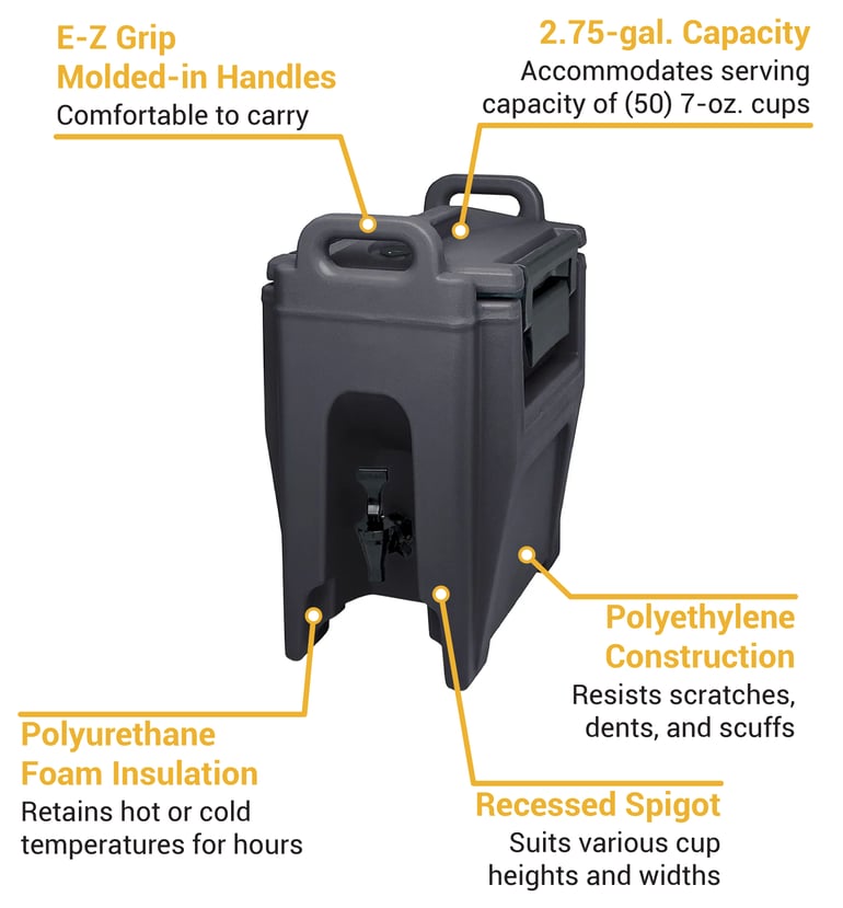 Cambro UC250110 2 3/4 Ultra Camtainer® Insulated Beverage Dispenser, Black