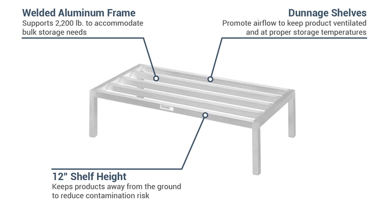 Channel ED2060 60" Stationary Dunnage Rack w/ 2200 lb Capacity, Aluminum