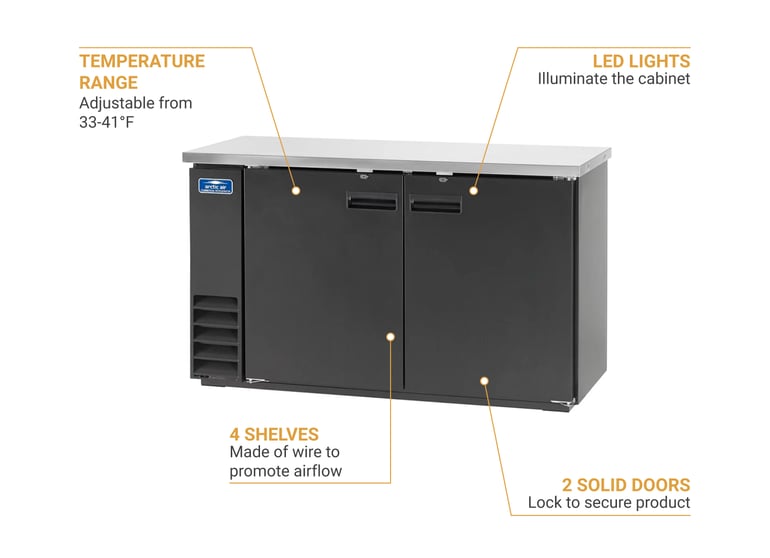 arctic air abb glass door back bar refrigerator