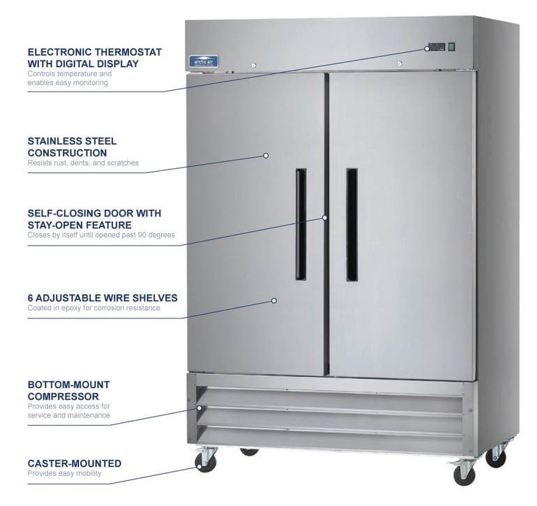 Arctic Air AF49 Reach-in Freezer 2 Doors, 49 Cu. Ft - Plant Based Pros