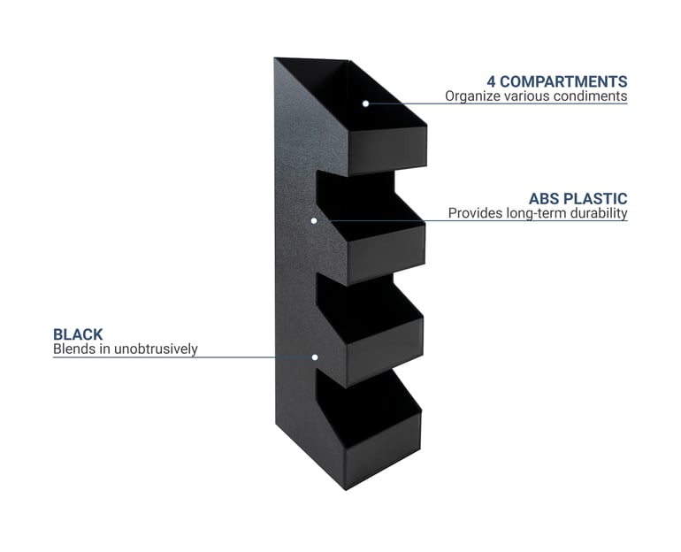 Black 3-Compartment Caddy, Plastic, 9.25 x 9.25 x 5.25 Inches, 1 Piece