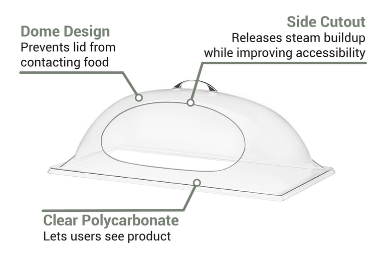 Cal-Mil - Chafer Cover, Dome Rectangle 12 x 20 With End Cut-Out