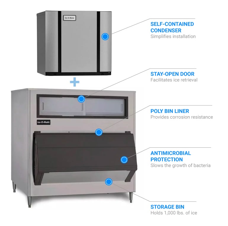 Ice-O-Matic CIM0330FA/B55PS 313 lb Full Cube Ice Maker w/ Bin - 510 lb Storage, Air Cooled, 115V