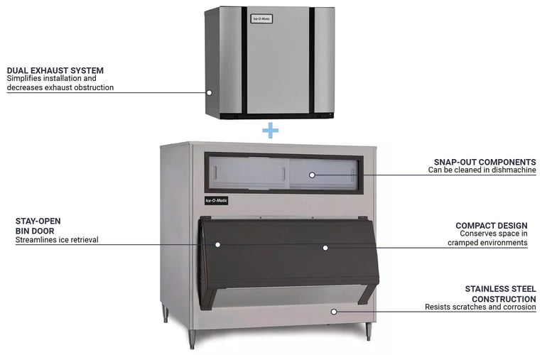 Ice O Matic Cim0520hab1600 60 561 Lb Half Cube Ice Machine W Bin 1660 Lb Storage Air Cooled 