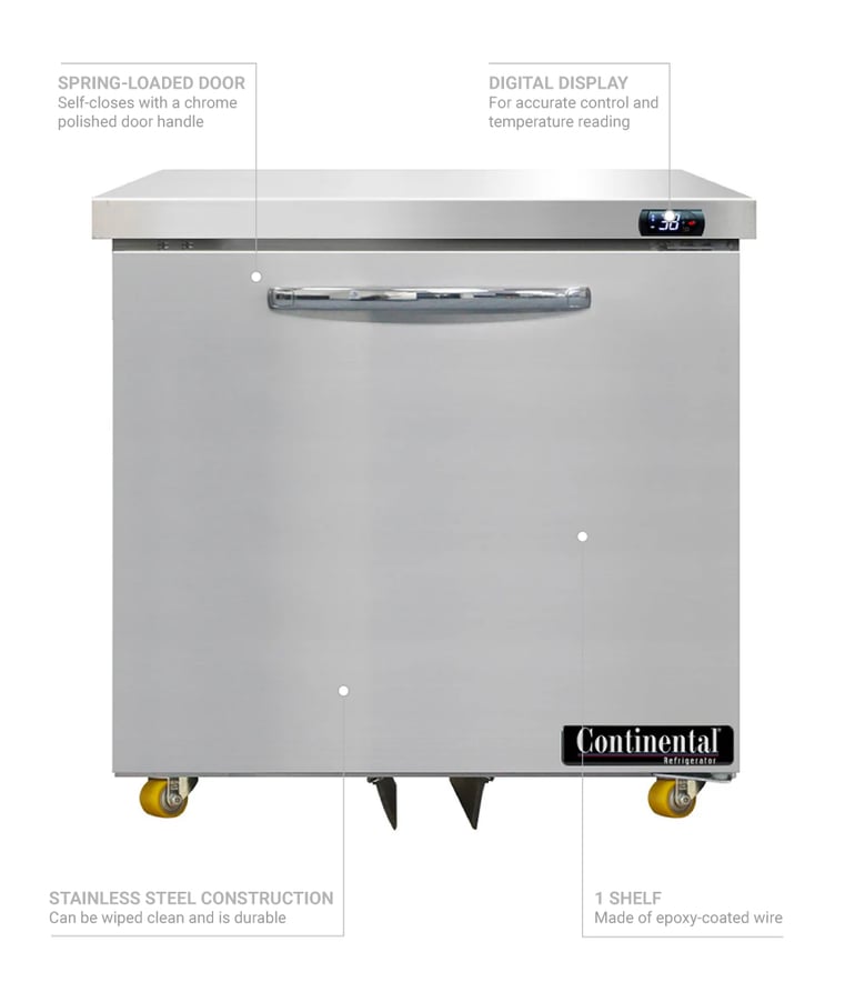 Undercounter Refrigerator 27, 115v/60hz/1ph, 2 drawer, 3 heavy