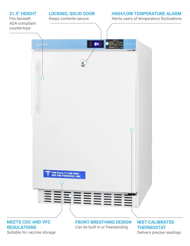 Summit ACR45LCAL 20 Wide Built in Pharmacy All Refrigerator ADA Compliant