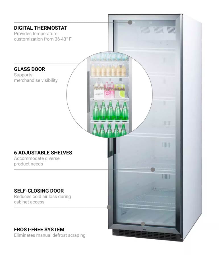 Summit SCR1400W 23 5/8" SCR Series One Section Glass Door Merchandiser