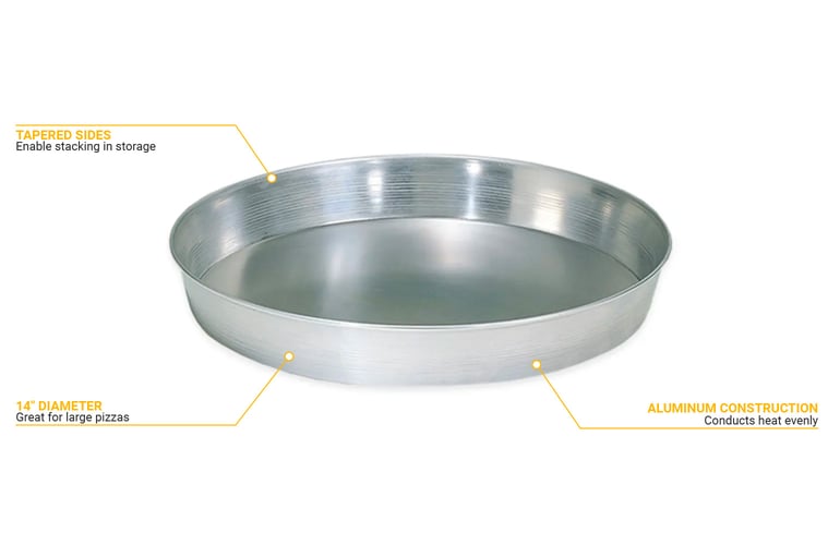 Winco - APZT-14 - 14 in Wide Rim Aluminum Pizza Pan