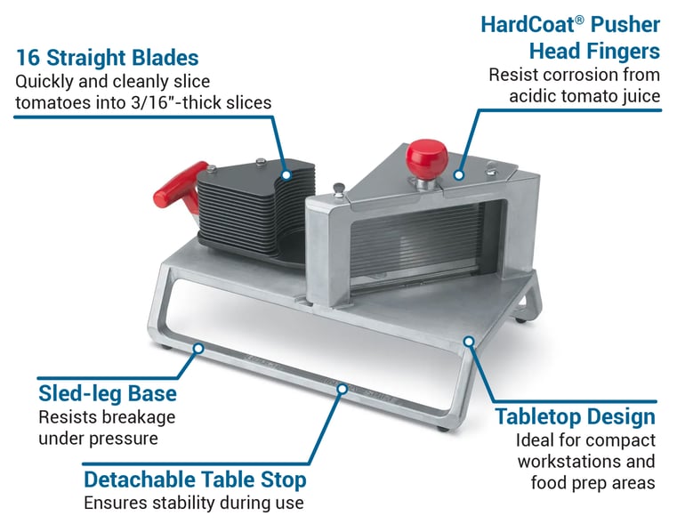 Winco TTS-3, Tomato Slicer with Aluminum Frame and Stainless Steel  Replaceable Blade