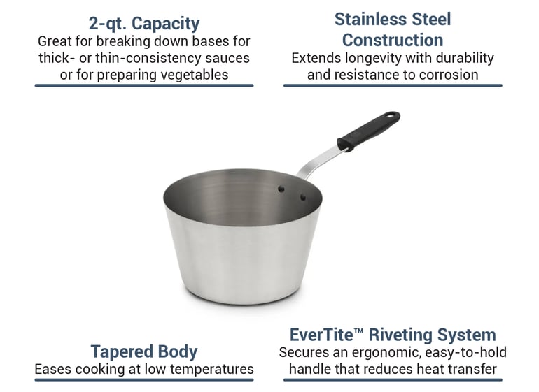 Winco SSSP-6 6 qt Stainless Steel Saucepan w/ Hollow Metal Handle