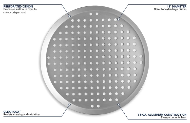 Vollrath 18 Extra Perforated Press Cut Pizza Pan with Hard Coat