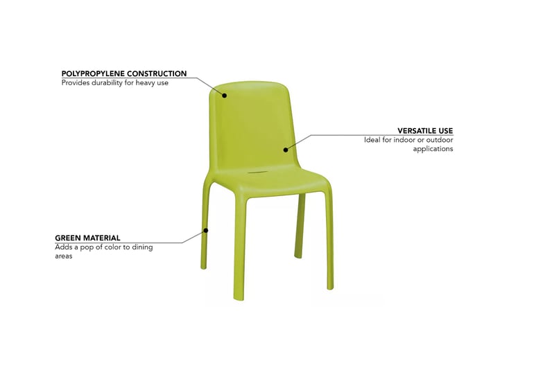 emu 9007 Milo Indoor/Outdoor Stackable Side Chair Plastic, Green