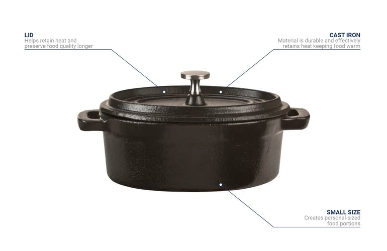 Libbey CIS-27 11 oz Miniature Dutch Oven, Cast Iron