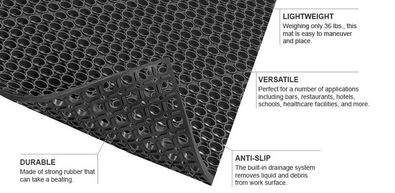NOTRAX Raised Interlocking Drainage Mat Ultramat® 3X5 Black - T32S0035BL 