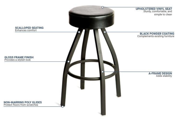 Oak Street SL2132 BLK Backless Swivel Bar Stool w Black Seat