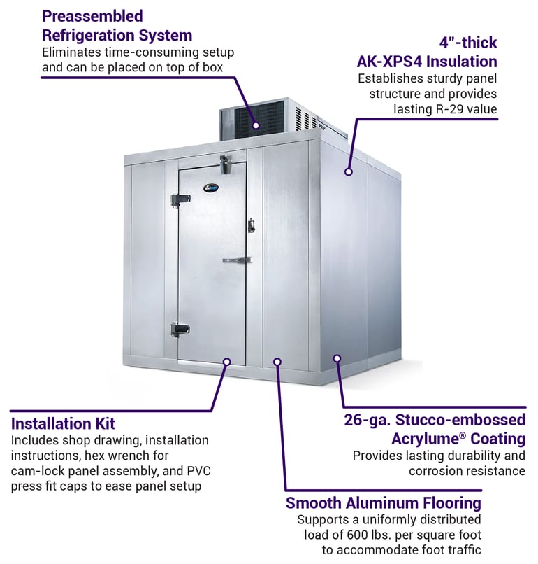 Amerikooler QF061277**FBSM-O Outdoor Walk In Freezer w/ Top Mount  Compressor - 5' 11 x 11' 9, Floor