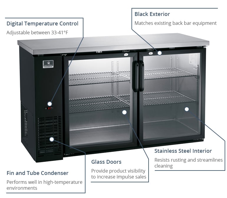 Kelvinator bar store fridge glass door