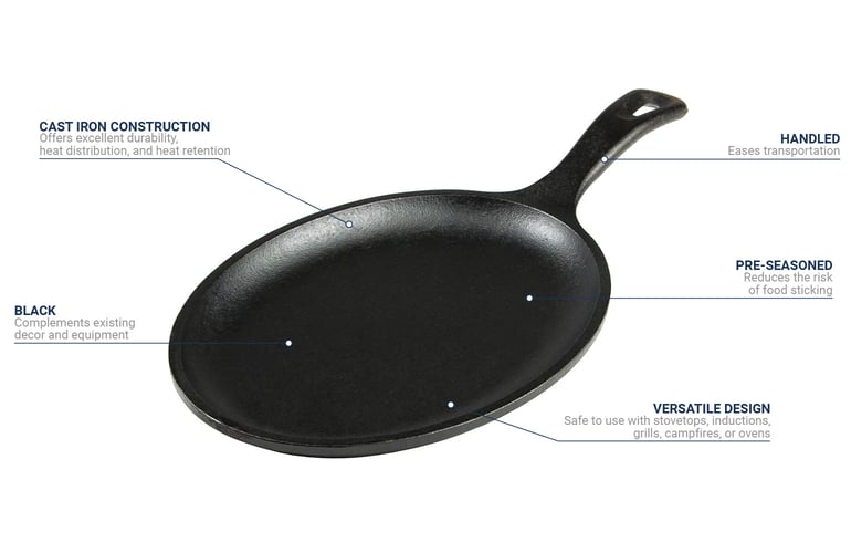 Lodge Cast Iron Oval Serving Griddle with Handle
