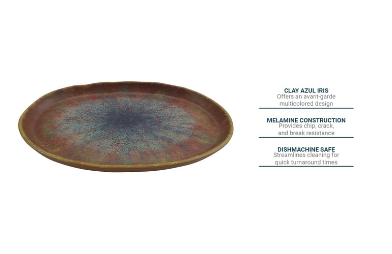GET 12" x 7 3/4" Oval Cheforward™ Plate Melamine, Clay Azul Iris
