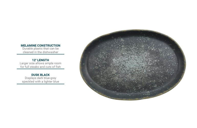 GET 12" x 7 3/4" Oval Cheforward™ Plate Melamine, Dusk (21142DSK)