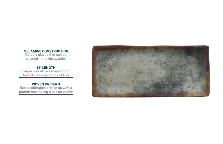 GET 12" x 5" Rectangular Cheforward™ Plate Melamine, Woven (23123WVN)