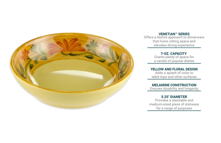 GET oz Round Melamine Soup Bowl, Yellow (B-535-VN)