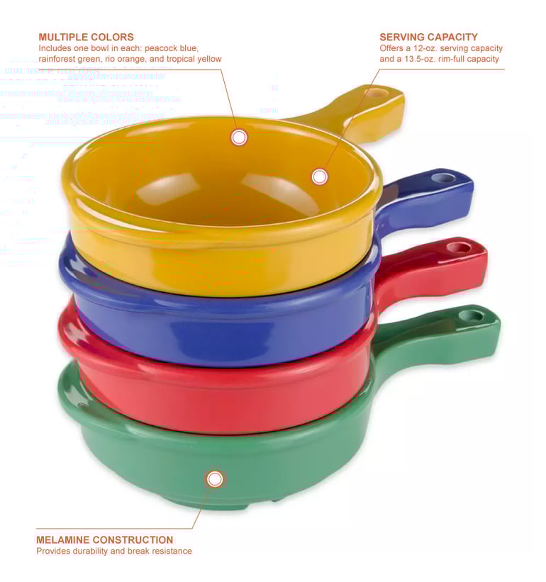 GET 12 oz Round Melamine Soup Bowl, Assorted Colors (HSB-112-MIX)