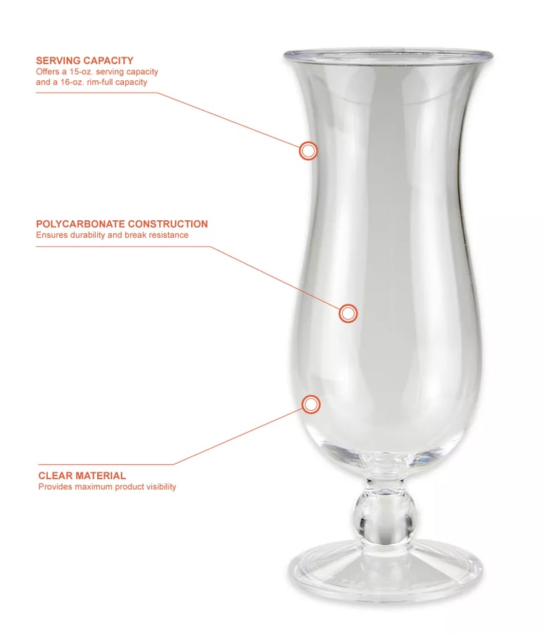 15 oz. Clear Polycarbonate Hurricane Glass