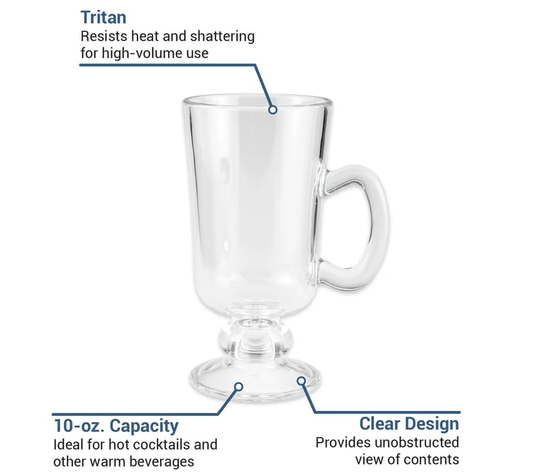 GET 10 oz Plastic Irish Coffee Mug, Clear (SW-1449-CL)