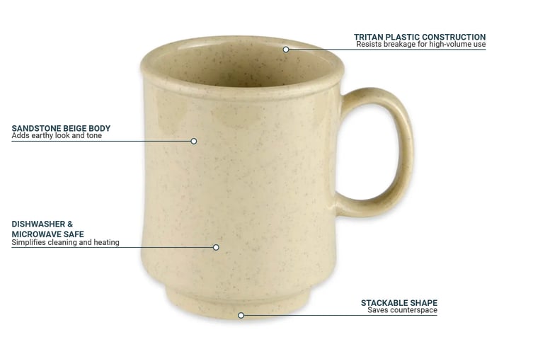 GET TM-1308-TY 8 oz Plastic Coffee Mug, Yellow